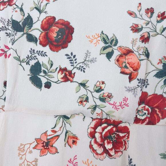 Maje Floral Print Ruched Midi Dress with Adjustable Drawstring Slit Size 2 - Picture 8 of 9